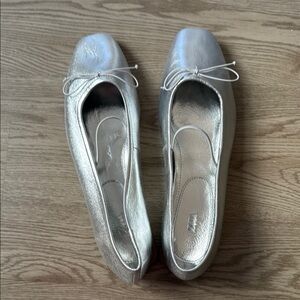 Silver Ballet Flats